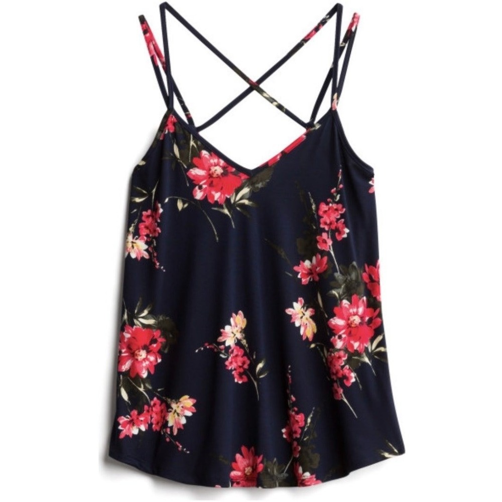 PAPERMOON Top Womens Size 2XL Floral Sleeveless Basima Back Detail Knit Top